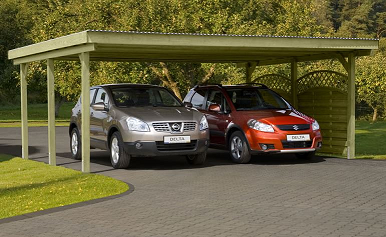 Hvor stor skal en carport v�re til 2 biler?