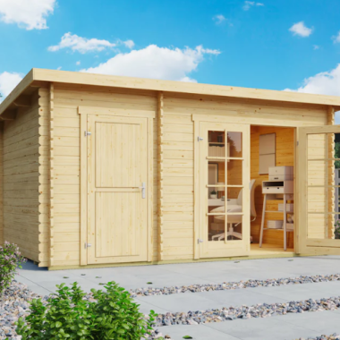 Borup redskabsskur på 9m2 med glas (redskabsskur model)