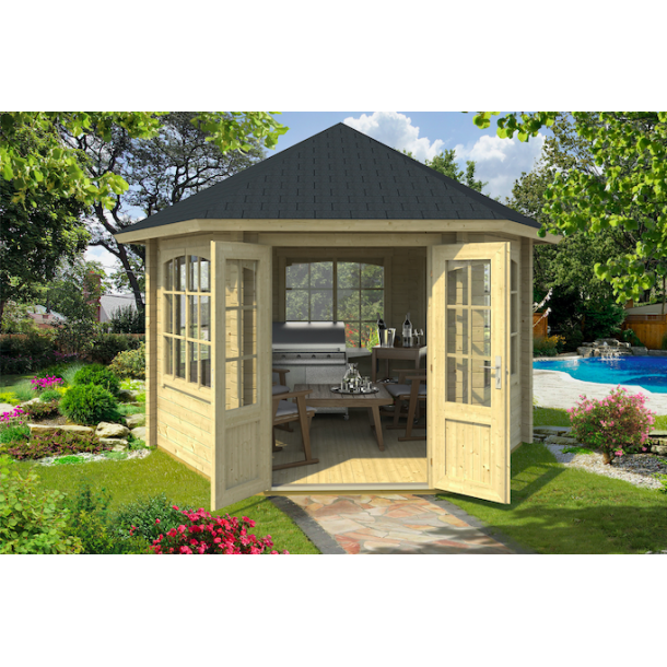 B2B Jyllinge 6-kantet pavillon på 7,5m2 inkl. 5 vinduer - Pavillon
