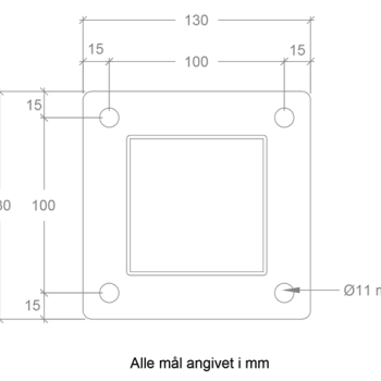 Galvaniseret stlstolpe med fod 8x8x150cm BxLxH