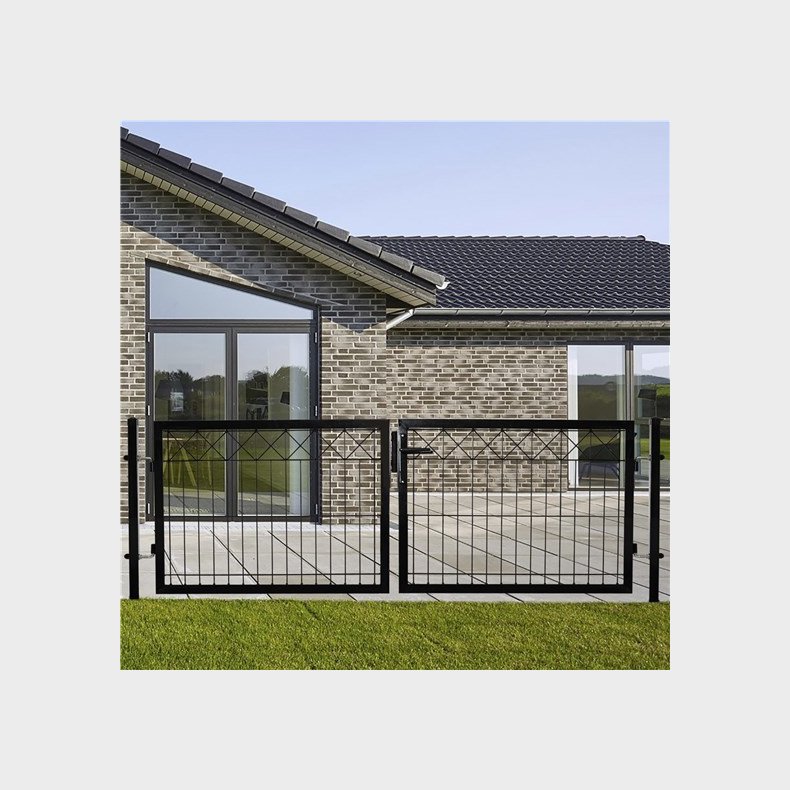 Sort dobbeltlge med X dekoration 300x100cm - model Gilleleje