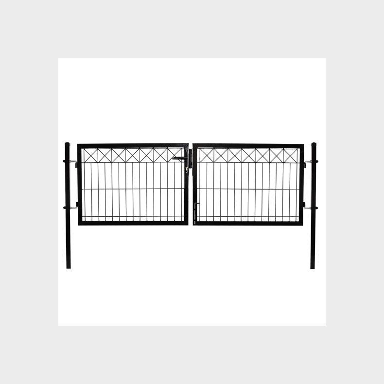 Sort dobbeltlge med X dekoration 300x100cm - model Gilleleje