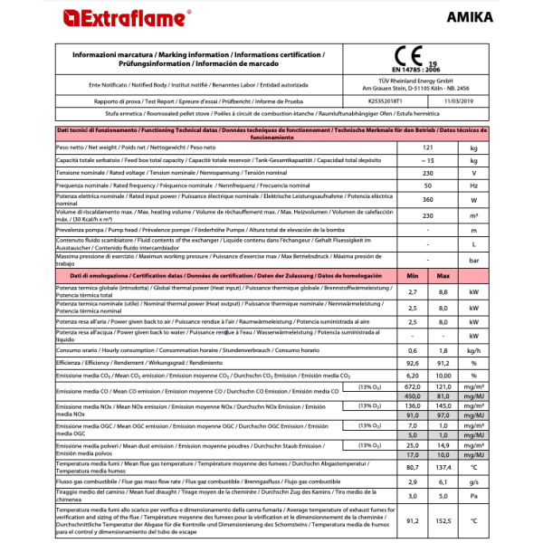 Amika pilleovn 8 kW  slank, stjsvag og stilren opvarmning til op til 150 m