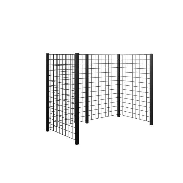 Renovationsskjul med sort stlespalier og pulverlakerede stlstolper 193,5&times;99&times;147cm (BxDxH) (2x240L)