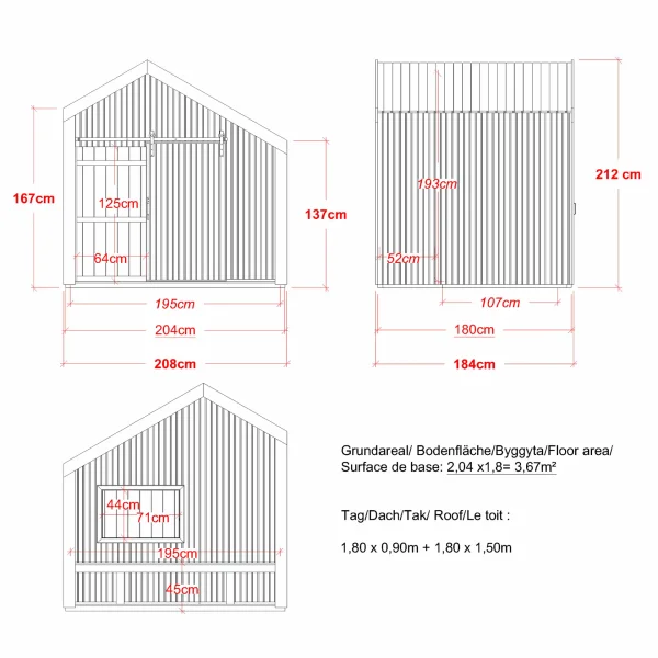 Cozy legehus - 184208 cm m/bnk - Ubehandlet