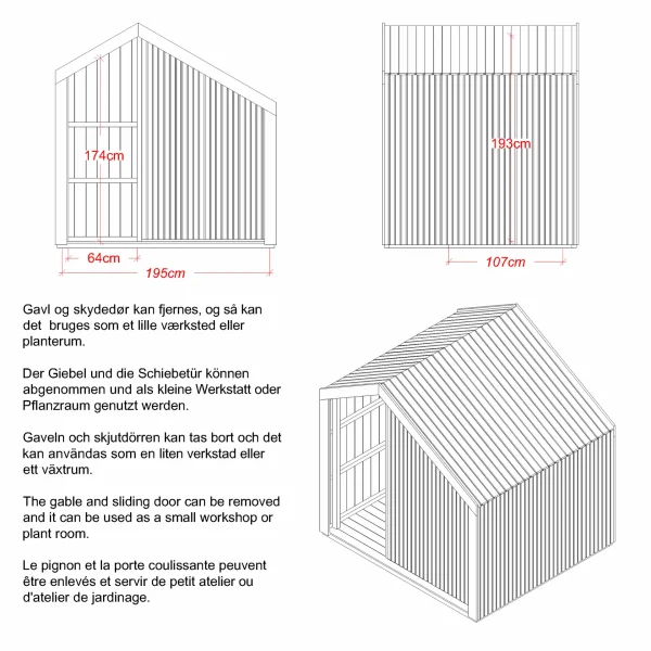 Cozy legehus - 184208 cm m/bnk - Ubehandlet