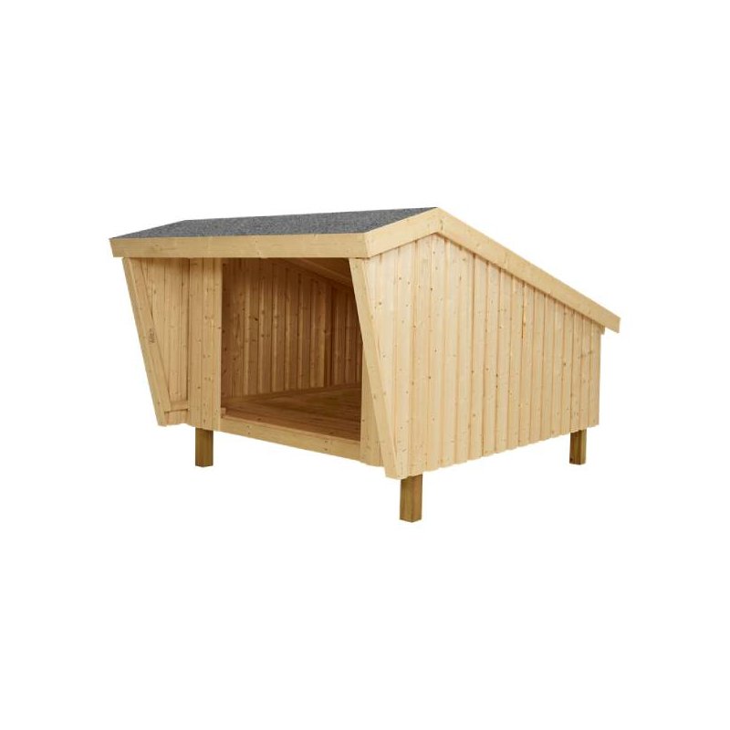 Shelter bygget i elementer inkl. tagpap 225x291x170/107cm (BxLxH) - i fyr/gran