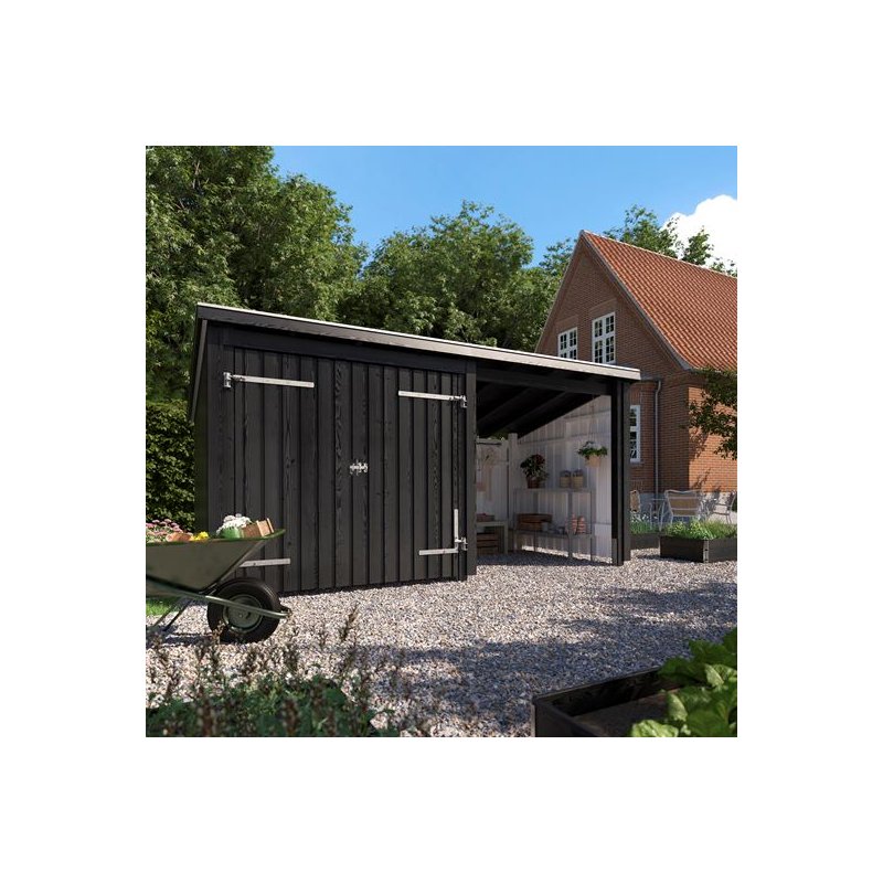 Guldklasse: Nordic Multihus 2-moduler med dobbeltdr og ben front i ubehandlet tr p 9,5m2