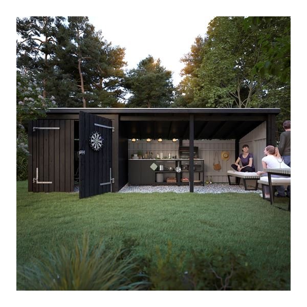 Guldklasse: Nordic Multihus 3-moduler med dobbeltdr og ben front i ubehandlet tr p 14m2