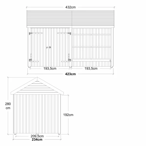 Guldklasse: Classic Multi Havehus 10 m&sup2; - 2 moduler m/dobbeltdr og ben front