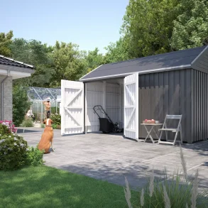 Guldklasse: Classic Multi Havehus 10 m² - 2 moduler m/dobbeltdr og lukket front