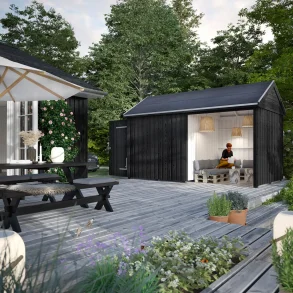 Guldklasse: Classic Multi Havehus 10 m² - 2 moduler m/enkeltdr og lukket/ben front