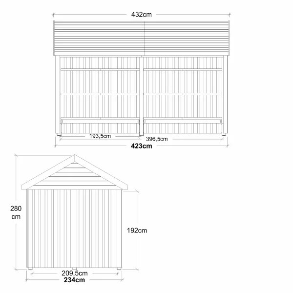 Guldklasse: Classic Multi Havehus 10 m&sup2; - 2 moduler m/enkeltdr og lukket/ben front