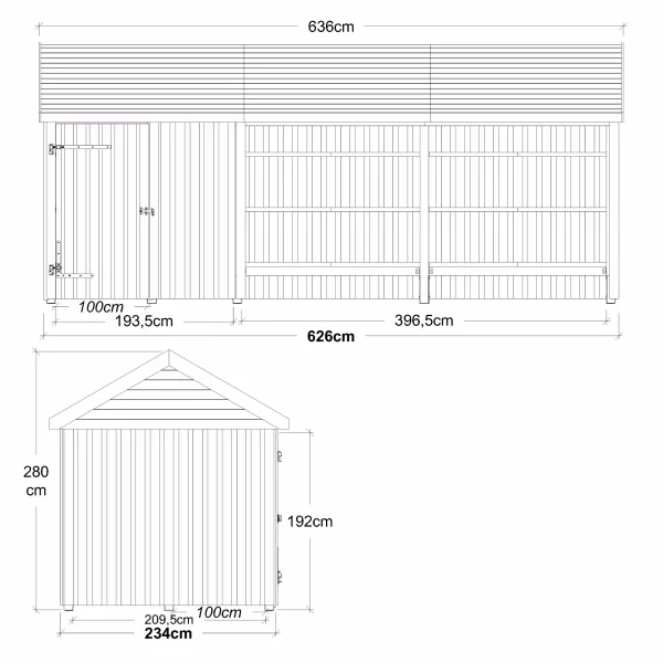 Guldklasse: Classic Multi Havehus 14,5 m&sup2; - 3 moduler m/enkeltdr og ben front