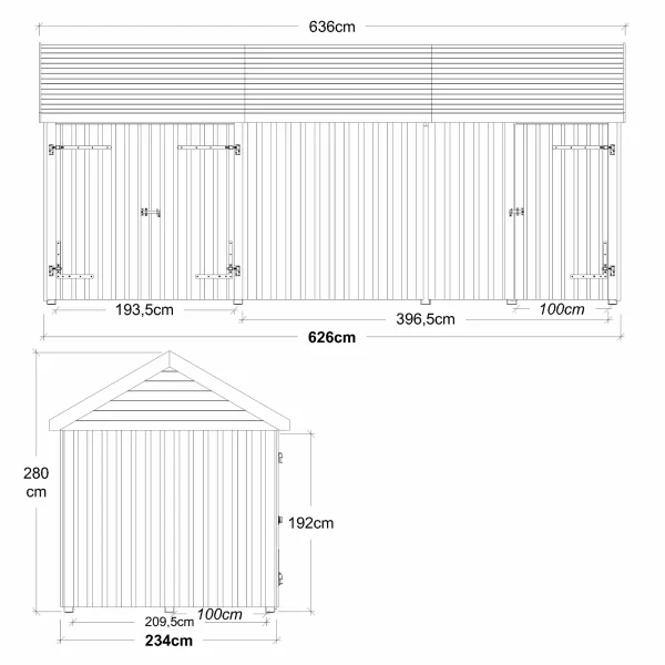 Guldklasse: Classic Multi Havehus 14,5 m&sup2; - 3 moduler m/enkelt- og dobbeltdr