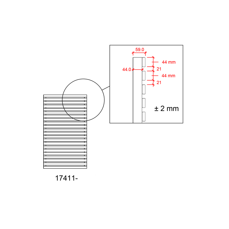 Tokyo jalousihegn grundmalet hvid 83x140cm (BxH)