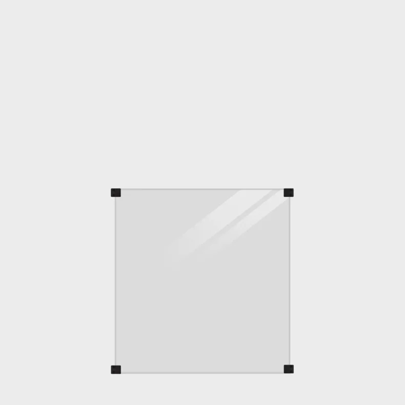 Glashegn inkl. 4 glasbeslag, 6mm hrdet glas 90x91cm - rgfarvet grsort glas