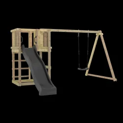 PLUS Legetrn inkl. gyngestativ - grsort rutsjebane og gynge