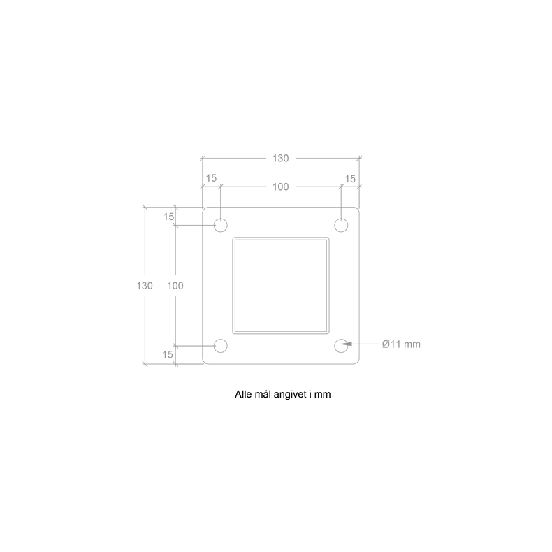 Galvaniseret stlstolpe med fod 8x8x96cm BxLxH