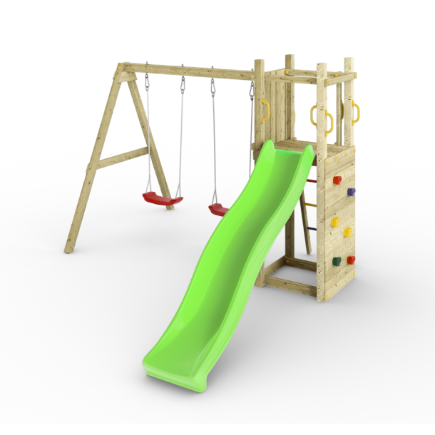 Funky model 3 legetrn med 2 gyngesde i trykimprgneret