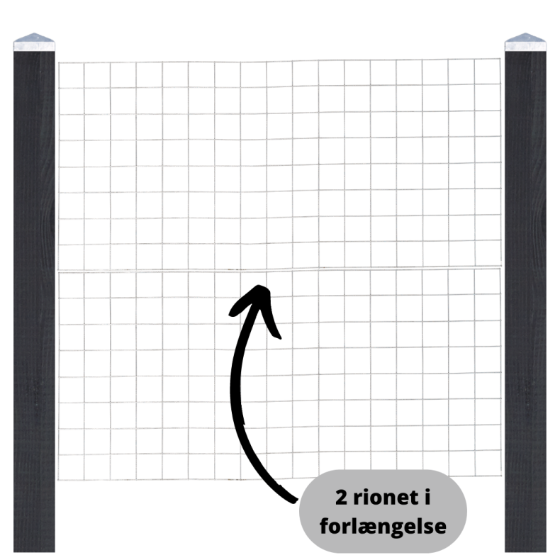 Rionethegn med sortmalede trstolper af model Billund - Slvklasse