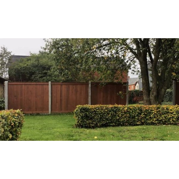 Plankehegn, trykimp. Fyr teakmalet 189x60cm (90cm over jord)