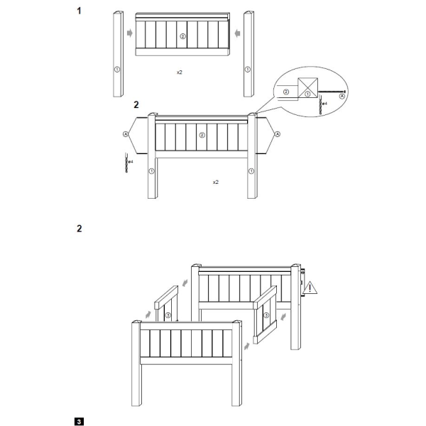 Hjbed i trykimprgneret 109x46x80cm LxBxH