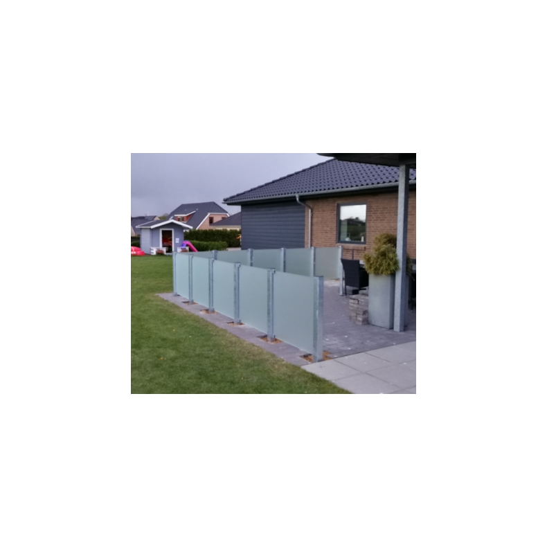 Glashegn inkl. 4 glasbeslag, 6mm hrdet glas 90x91cm - model Frosted 