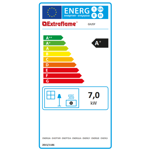 Brugt Pilleovn Giusy Premium pillebrndeovn i sort med topafgang og bagudgang (130m2)