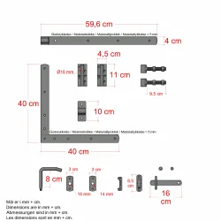 Lgebeslag til enkelt-/bredlge - m/just&eacute;rbare stabler