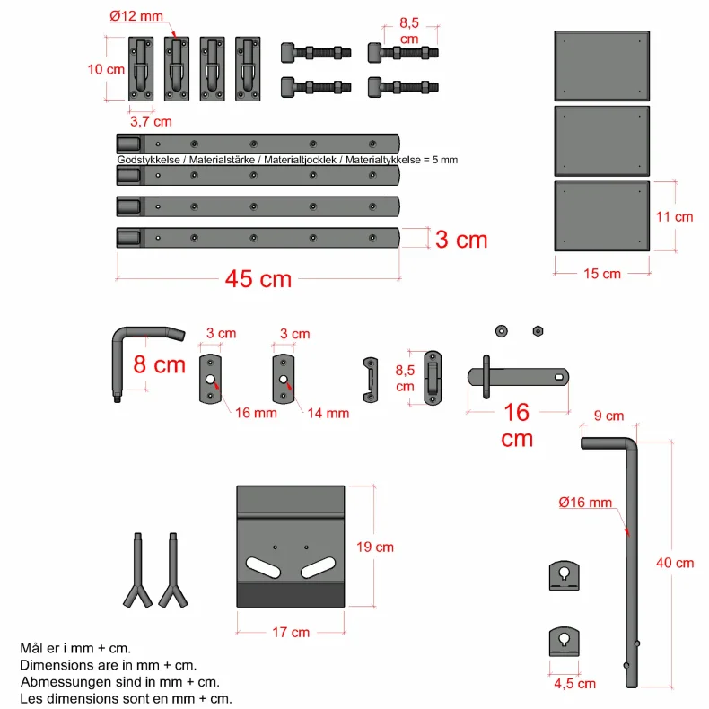 Dobbelt lgebeslag til Skagen/Retro justerbar