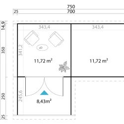 Bredebro model 2 havehus / anneks med terrasse i ubehandlet p 23,5m2 + 8,75m2