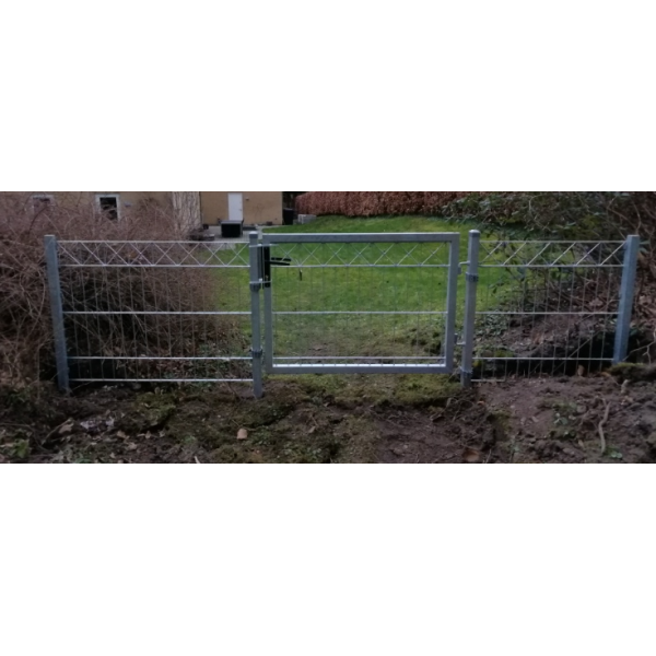 Panelhegn med "X" dekoration galvaniseret 200x80cm (LxH) model "Liseleje"