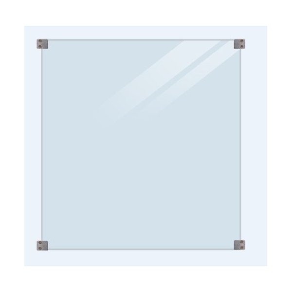 Glashegn inkl. 4 glasbeslag, 6mm hrdet glas 90x91cm (BxH)