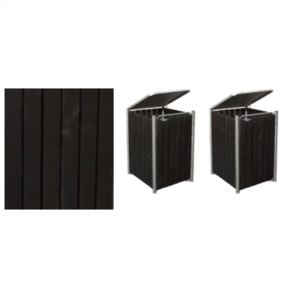 Hide Wood Black skraldespandsskjuler til 2 x 240L &#150; elegant og praktisk affaldslsning