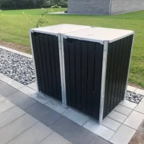 Hide Wood Black skraldespandsskjuler til 2 x 240L – elegant og praktisk affaldslsning