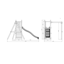 Funky model 3 legetrn med sandkasse og 1 gyngesde i trykimprgneret