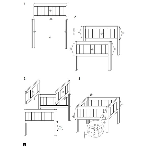 Hjbed i lrk 100x69x80cm (LxBxH )