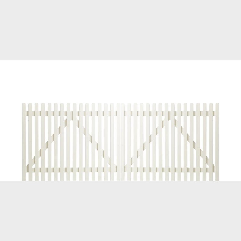 Retro stakit dobbeltlge i hvid 300x120cm (BxH)