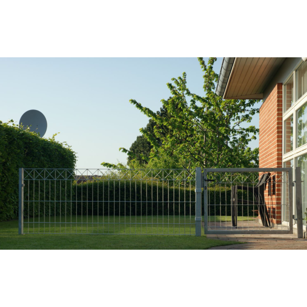 Panelhegn med "X" dekoration galvaniseret 200x80cm (LxH) model "Liseleje"