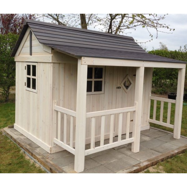 Legehus Ida  klassisk trlegehus i nordisk design gr og hvid