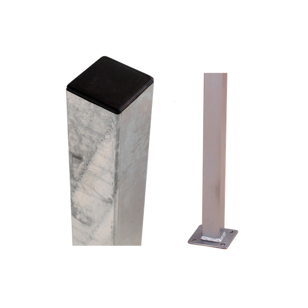 Galvaniseret stlstolpe med fod 4,5x4,5x132cm BxLxH