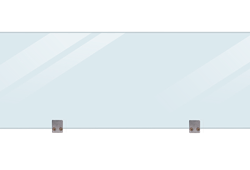 Hrdet klar glas til Klink/Plank inkl. beslag og sort glasliste - 174x44,6cm