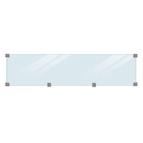 H�rdet klar glas til Klink/Plank inkl. beslag og sort glasliste - 174x44,6cm