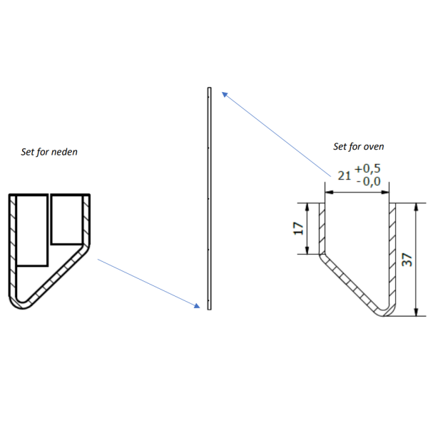 U-skinne 45 grader venstre til Nice lngde 180cm