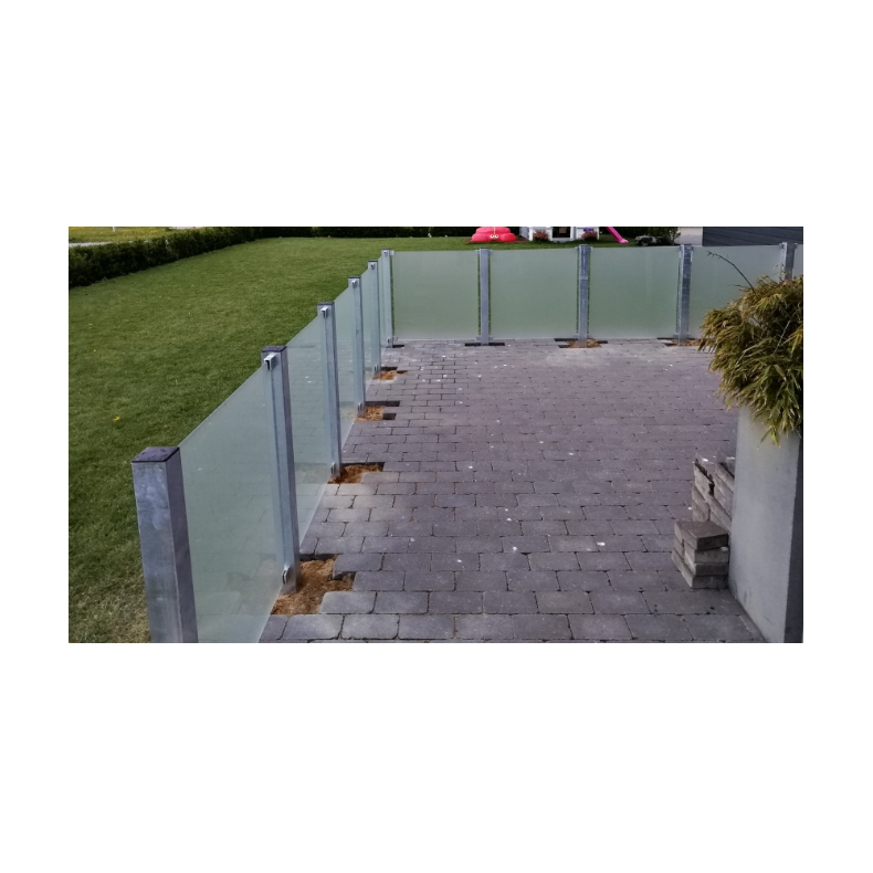 Glashegn inkl. 4 glasbeslag, 6mm hrdet glas 90x91cm - model Frosted 