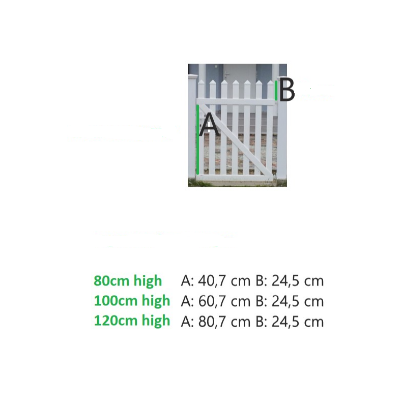 PVC Skagen hegn bue opad og smalle stave i 180x120cm