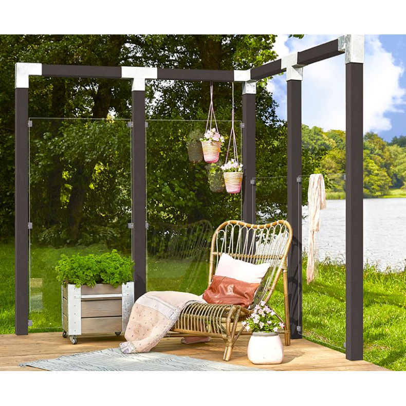 Glashegn inkl. 6 glasbeslag, 6mm hrdet glas 90x127cm