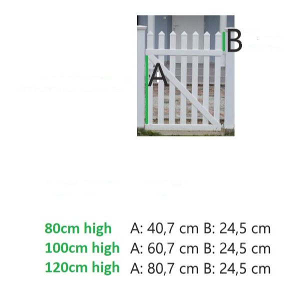 PVC Skagen hegn lige med brede stave i 180x120cm (BxH)