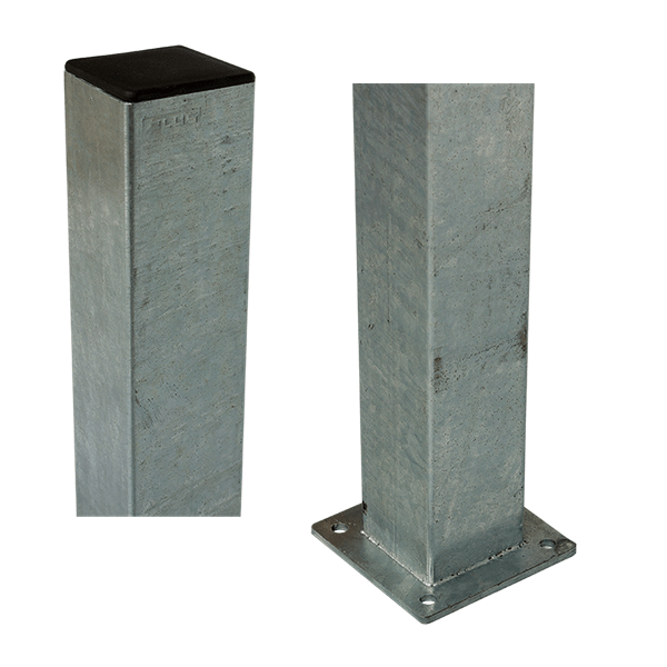 Galvaniseret stlstolpe med fod 8x8x132cm BxLxH